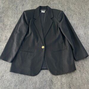 Vintage Sag Harbor Wool Blazer gold detail womens size 16 100% wool